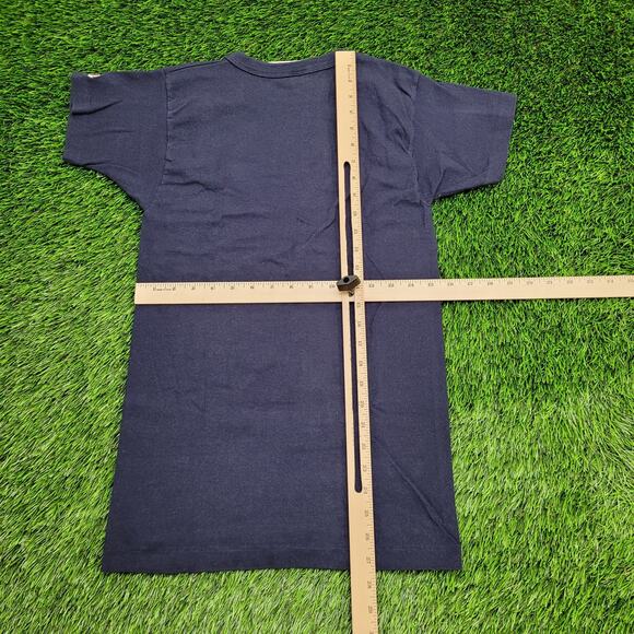Vintage 80s Champion Shirt Teens M/L 16x27 Faded Navy Blue - Picture 3 of 12